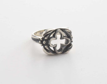 Signet ring, vitrail ring, sculpted ring, intricate design ring, men ring, large ring, statement piece, sterling silver, art déco, Mandala