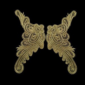 Pair of Embroidered Classic Flower Appliques Patch for DIY Clothing, Sewing Accessories (12x11cm)
