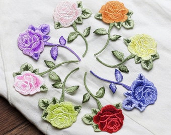 5.4x9.0cm Rose Flower embroidery Applique flower Hand sewing clothing accessories DIY clothing dress skirt