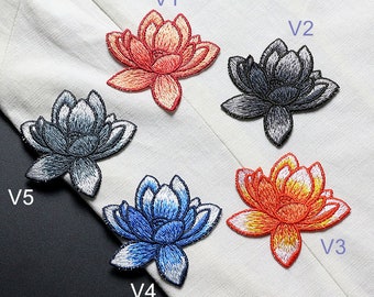 6.5x6.4cm Lotus flower Lace embroidery Applique flower Hand sewing clothing accessories DIY clothing dress skirt
