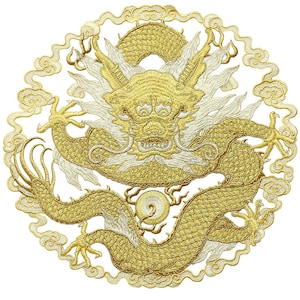 28cm Embroidery Dragon Applique Gold Dragon Hand sewing clothing accessories DIY clothing dress skirt