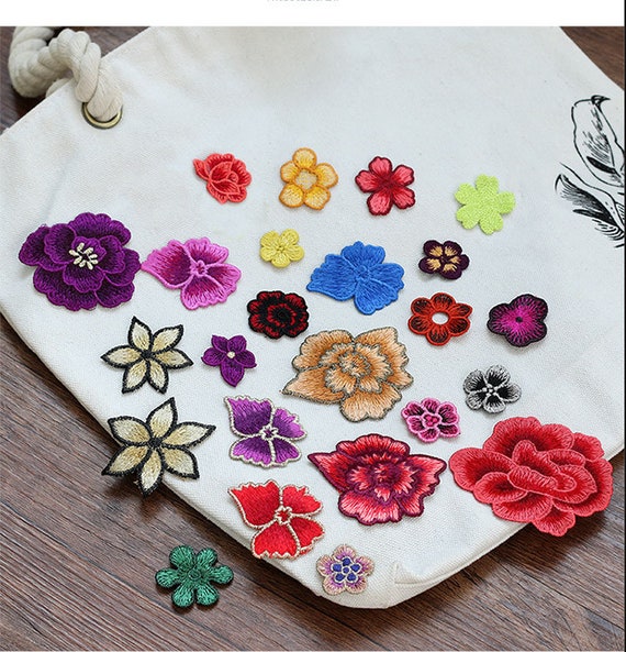 Multi Size and Color Flower Embroidery Applique Flower Hand  display picture 2