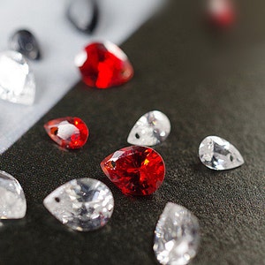 8mm 6mm Super Shine Water Drop Zircon Single Hole Crystal Bead Pendant loose bead DIY Necklace Bracelet Jewelry Accessories Craft Supply