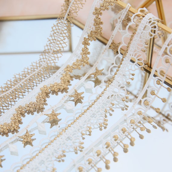 Star Lace Embroidery Lace Skirt Edge Clothes Clothing Accessories DIY Dress Ivory Golden - Etsy Star Lace Embroidery Lace Skirt Edge Clothes Clothing Accessories DIY Dress Ivory Golden - Etsy
