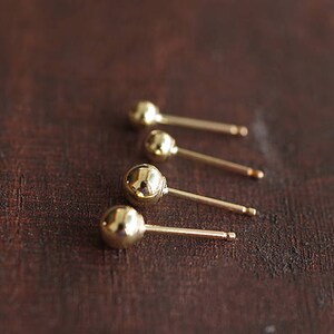 Pair of 14K Gold-plating Ear Stud 3mm 4mm Golden Ball Earrings French Style Accessory DIY Necklace Bracelet Jewelry Accessories Supply
