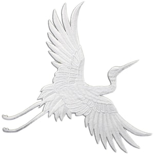 One pair of Single Color 15.2cm Embroidery Bird Applique Black White crane Hand sewing DIY clothing accessories DIY clothing dress skirt