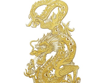 Embroidery Dragon Applique Gold Silver Dragon Hand sewing clothing accessories DIY clothing dress skirt