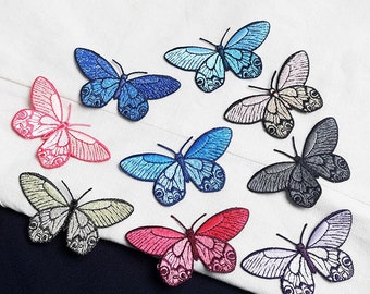 7.7x4.3cm Embroidery Butterfly Applique diy dress clothing accessories DIY lace wedding dress skirt cloth paste