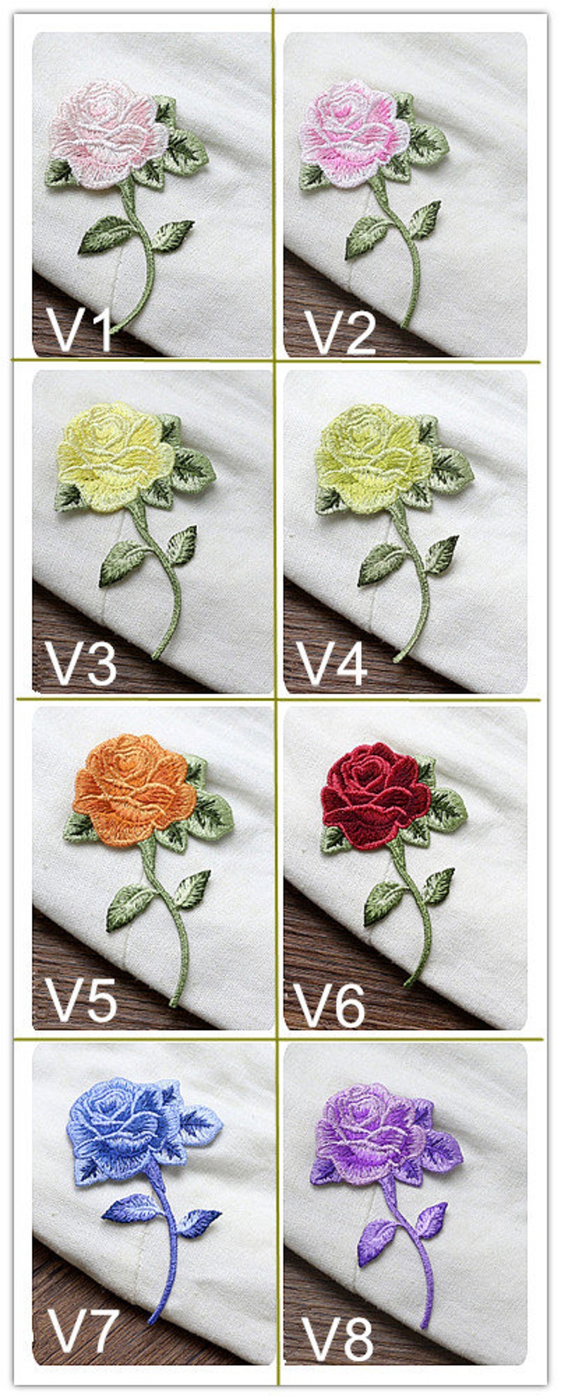 5.4x9.0cm Rose Flower embroidery Applique flower Hand sewing clothing accessories DIY clothing dress skirt image 2