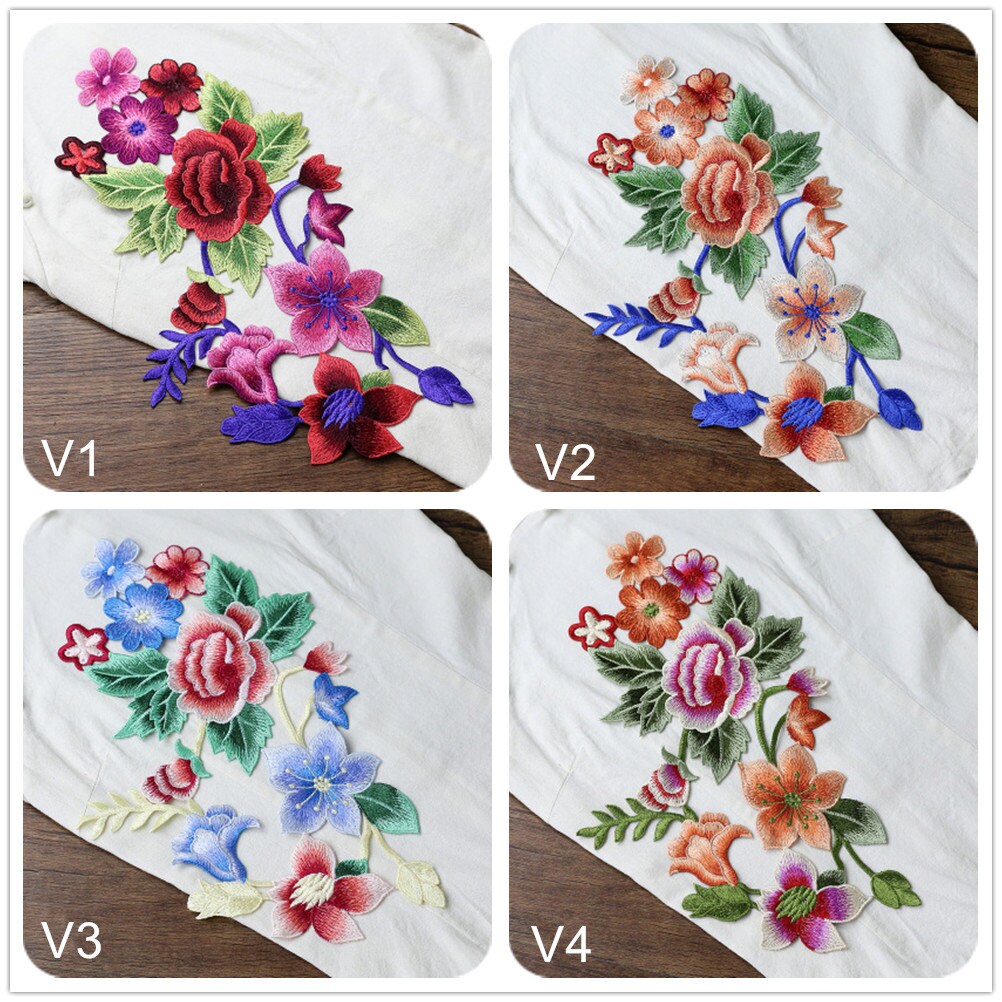 21x36cm Petal Flower Embroidery Applique Flower Hand Sewing Clothing