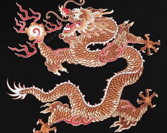 28x26cm Embroidery Dragon Applique Multi color Dragon Hand sewing clothing accessories DIY clothing dress skirt
