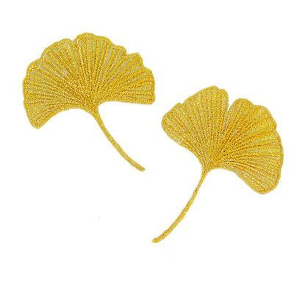 One Pair of Single color 6.5x4.5cm ginkgo leaf leaves embroidery Applique Leaf Sew on clothing accessories DIY clothing dress skirt