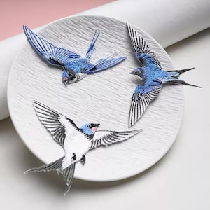 Aplique de pájaro golondrina voladora para bordar, planchar y coser, accesorios de ropa DIY, ropa DIY, vestido, falda