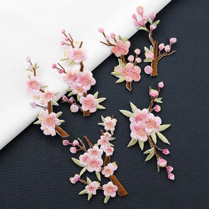 Sakula Peach Flower Lace Silk embroidery Applique flower Hand sewing clothing accessories DIY clothing dress skirt