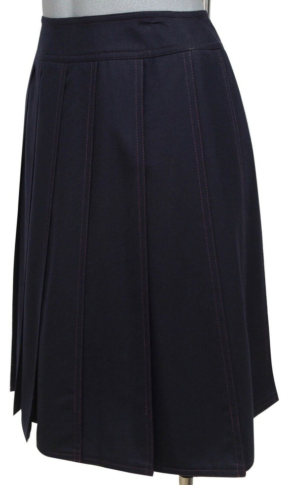 CHANEL Skirt Dress Navy Blue Pleated Knee Length … - image 4