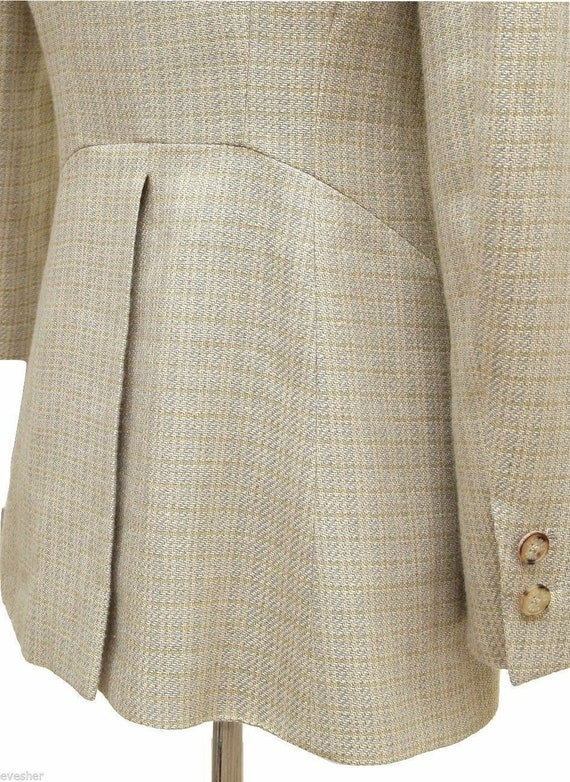 Hermes Jacket Blazer Linen Wool Green Yellow Leat… - image 5