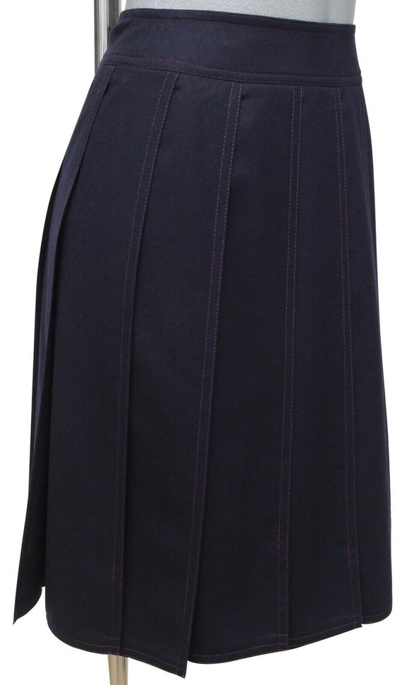 CHANEL Skirt Dress Navy Blue Pleated Knee Length … - image 5