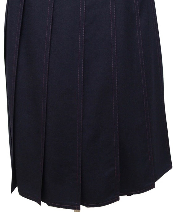 CHANEL Skirt Dress Navy Blue Pleated Knee Length … - image 6