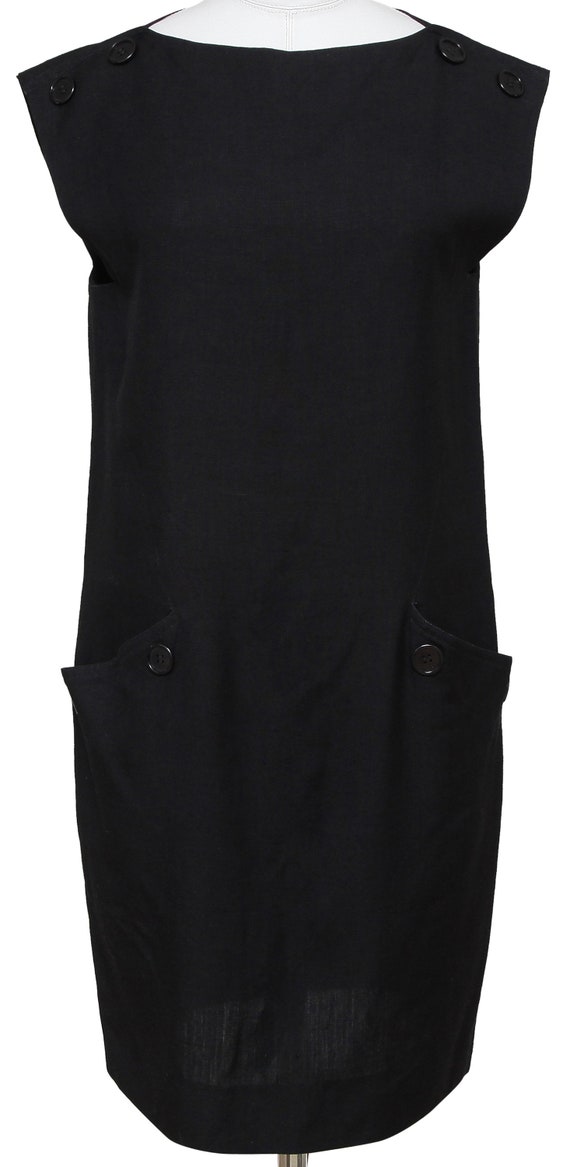 NINA RICCI Dress Shift Black Sleeveless Crew Neck Buttons Sz Xs VINTAGE -  Etsy