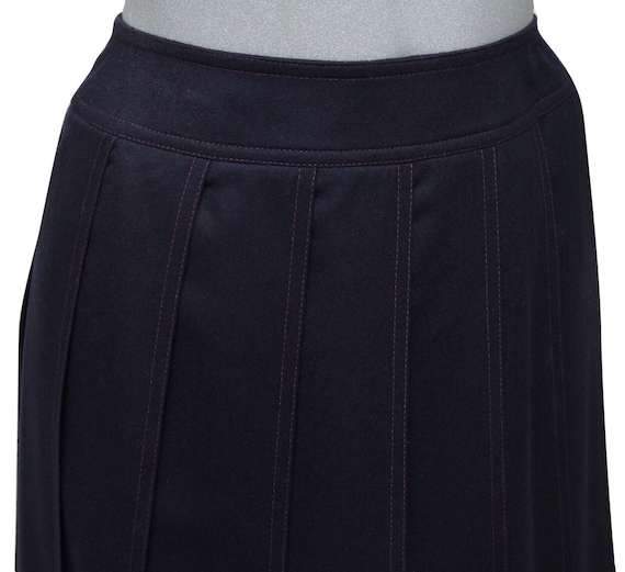 CHANEL Skirt Dress Navy Blue Pleated Knee Length … - image 2