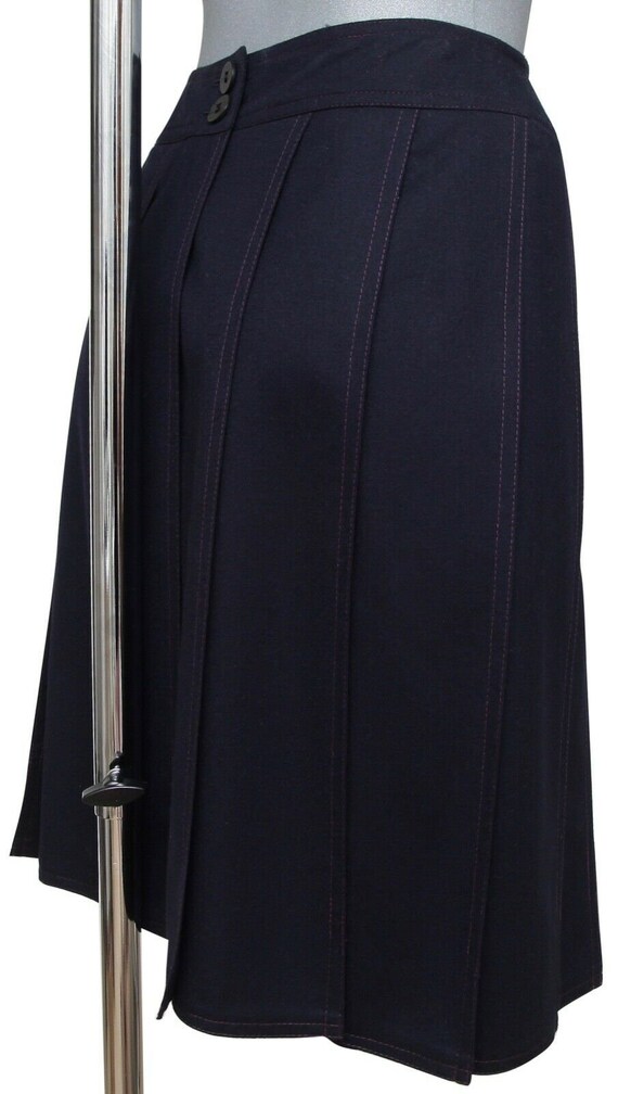 CHANEL Skirt Dress Navy Blue Pleated Knee Length … - image 8