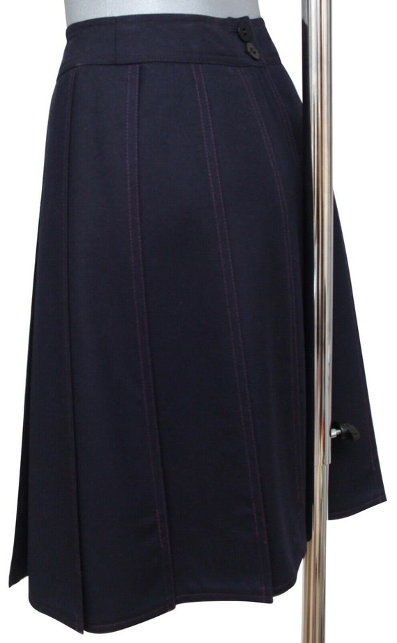 CHANEL Skirt Dress Navy Blue Pleated Knee Length … - image 7