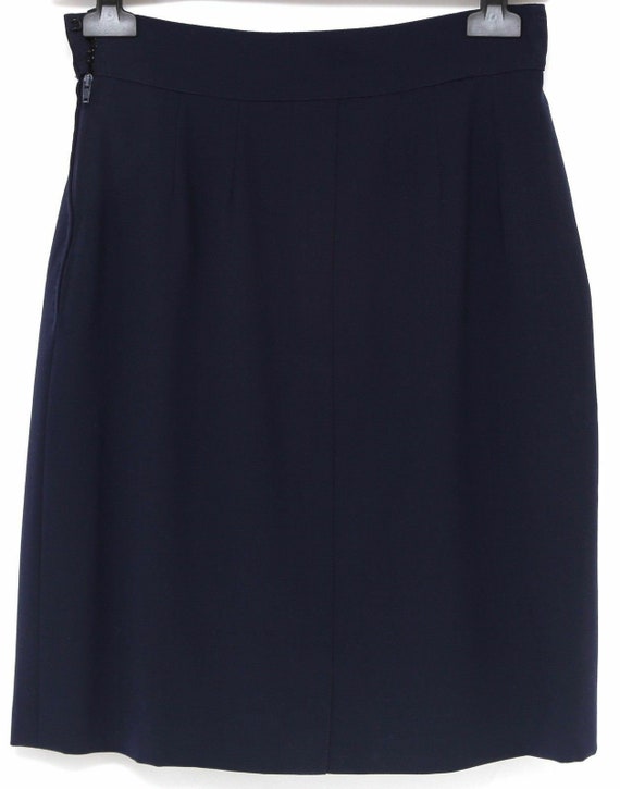 HERMES Skirt Wool Navy Blue Straight Cut Classic … - image 5