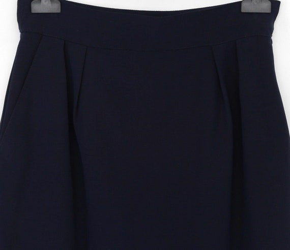 HERMES Skirt Wool Navy Blue Straight Cut Classic … - image 3