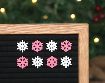 Snowflakes - Pink and White (Minis) by Candy Letters • Christmas Decorations & Winter Decor Letter Board Icons • Letterboard Accessories