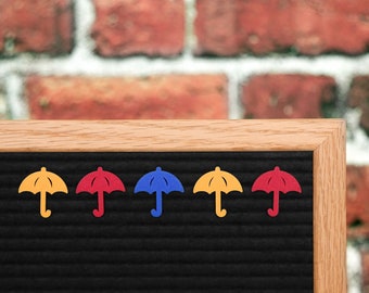 When the Rain Starts to Fall - Umbrellas & Friends Letter Board / Letterboard Icon Collection