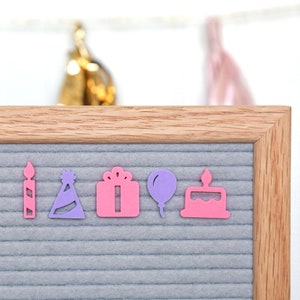 Feliz cumpleaños (rosa y lavanda) de Candy Letters • Decoraciones para fiestas de cumpleaños Íconos para tableros de letras • Accesorios para tableros de letras