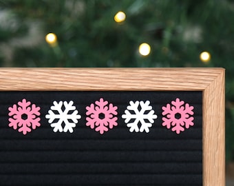 Snowflakes - Pink and White by Candy Letters • Christmas Decorations & Winter Decor Letter Board Icons • Letterboard Accessories