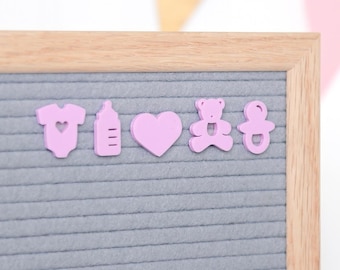 Oh Baby (Lavande) par Candy Letters • Icônes pour tableau à lettres : annonce de naissance, étapes importantes et baby shower • Accessoires pour tableau à lettres
