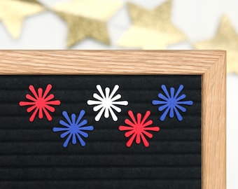 Feux d'artifice (rouge, blanc et bleu) par Candy Letters • Décorations du 4 juillet et icônes pour tableau à lettres d'été • Accessoires pour tableau à lettres