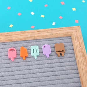 Paletas heladas de Candy Letters • Decoraciones de verano e íconos de tableros de anuncios para fiestas de helados • Accesorios para tableros de anuncios