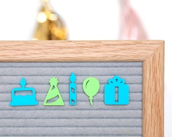 Happy Birthday (Light Green and Light Blue) by Candy Letters • Birthday Party Decorations Letter Board Icons • Letterboard Accessories