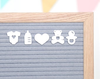 Oh Baby (Blanc) par Candy Letters • Icônes pour tableau à lettres : annonce de naissance, étapes importantes et baby shower • Accessoires pour tableau à lettres