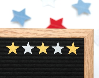 Étoiles porte-bonheur Candy Letters argentées et dorées • Décorations du 4 juillet et icônes patriotiques pour tableau • Accessoires pour tableau