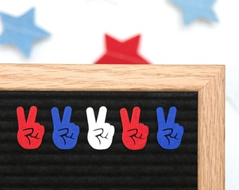 Paix mondiale (rouge, blanc et bleu) par Candy Letters • Décorations du 4 juillet et icônes de tableau de lettres de signe de paix • Accessoires de tableau de lettres