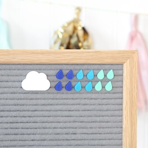 Make it Rain (Blues) de Candy Letters • Lluvias de abril e íconos de tablero de letras de primavera • Clima, accesorios para tablero de letras con gotas de lluvia
