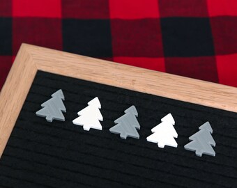 Pine Trees (Silver and White) by Candy Letters • Christmas Decorations & Winter Decor Letter Board Icons • Letterboard Accessories