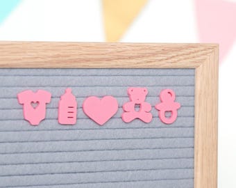 Oh Baby (Rose) par Candy Letters • Icônes pour faire-part de naissance, événements marquants et baby shower pour tableau à lettres • Accessoires pour tableau à lettres
