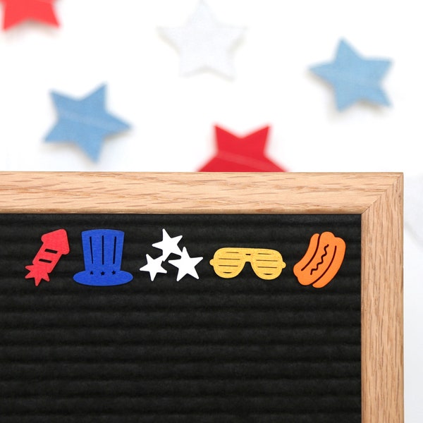 Le 4 juillet de Candy Letters • Décorations du 4 juillet et icônes estivales pour tableaux aux lettres • Accessoires pour tableaux à lettres