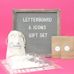 Letterboard & Icons Set (Gray Letterboard) • Home Decor, Party Decorations • Business Signs • Letter Board Icons and Accessories
