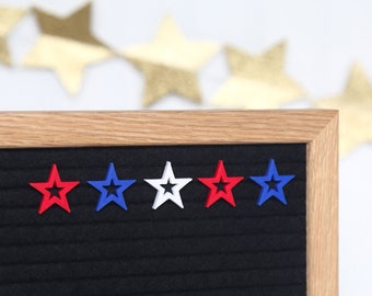 Yeux étoilés - Rouge, blanc et bleu par Candy Letters • Décorations du 4 juillet et icônes pour tableau aux lettres des États-Unis • Accessoires pour tableau aux lettres