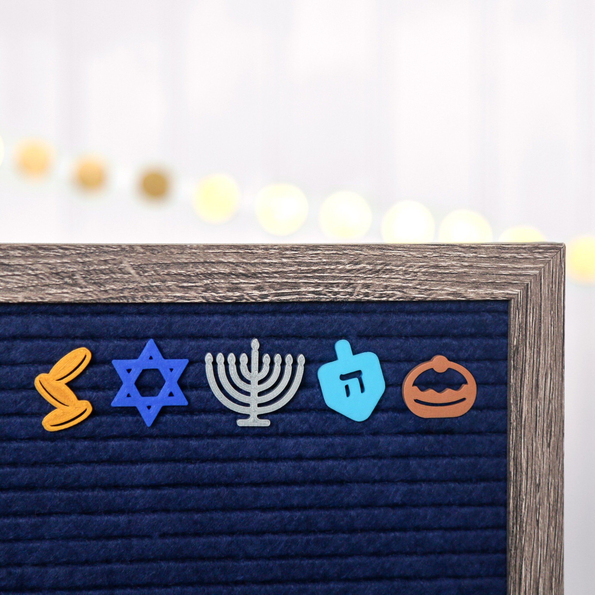 Happy Hannukah - Tableau de Lettres Des Fêtes/Collection d'icônes en Carton
