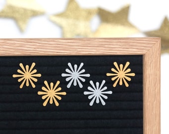 Feux d'artifice (argent et or) par Candy Letters • Icônes pour tableau à lettres du 4 juillet et du Nouvel An • Accessoires pour tableau à lettres