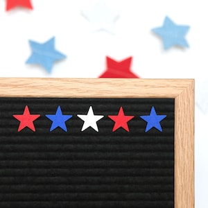 Estrellas de la suerte: rojo, blanco y azul de Candy Letters • Decoraciones del 4 de julio e íconos de tableros de letras de EE. UU. • Accesorios para tableros de letras