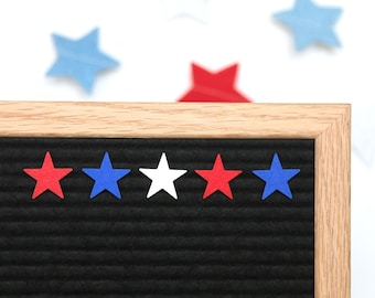 Étoiles porte-bonheur Candy Letters rouges, blanches et bleues • Décorations du 4 juillet et icônes pour tableaux américains • Accessoires pour tableaux
