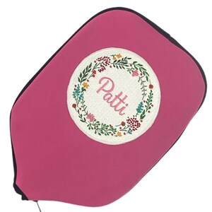 Monogram & Flowers Pickleball Paddle Cover
